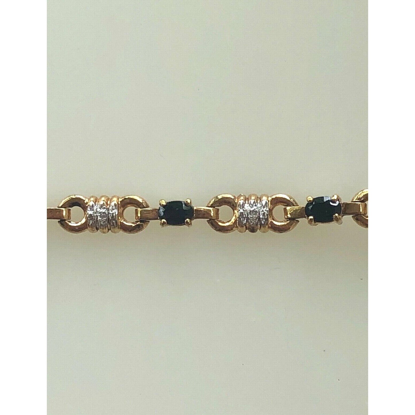 STERLING SILVER VERMEIL 7 CT DIAMOND SAPPHIRE BRACELET. SKY