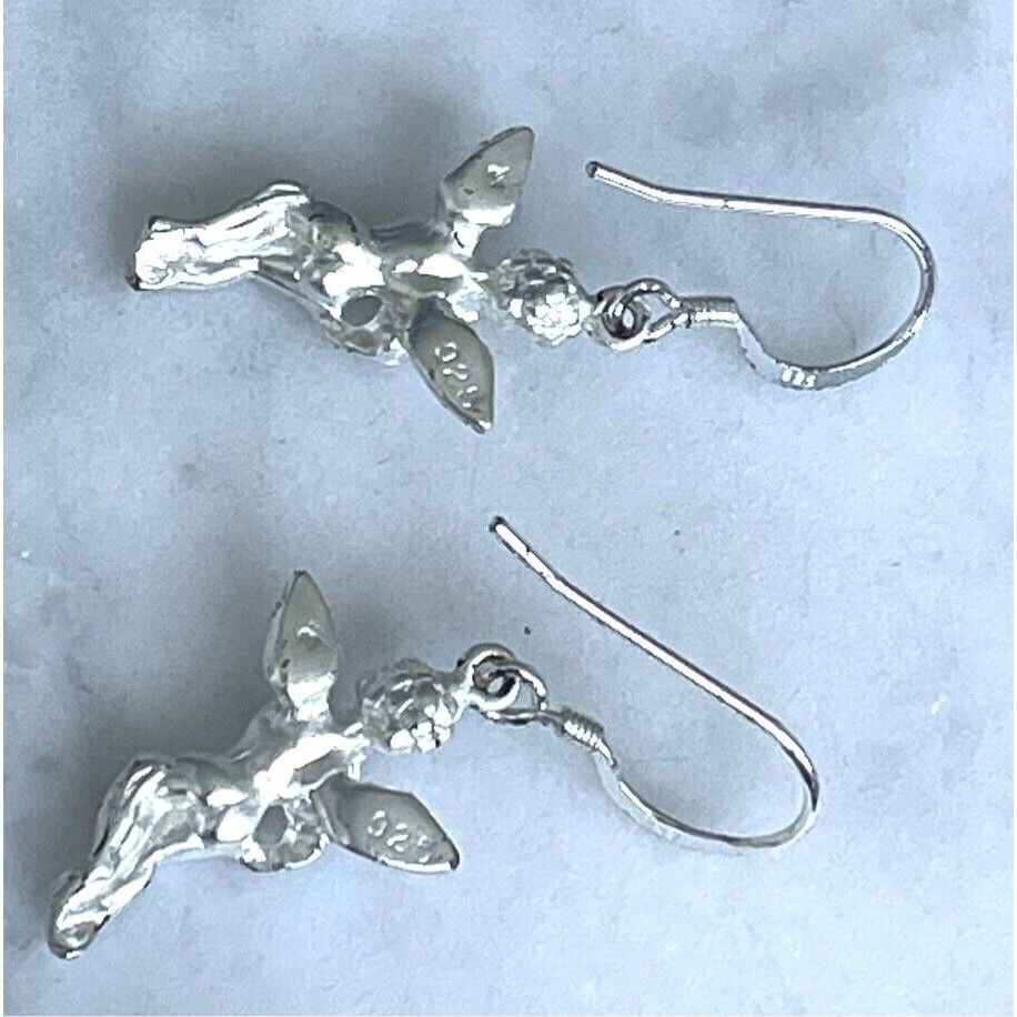 SOLID CAST 925 STERLING SILVER ANGEL EARRINGS SKY