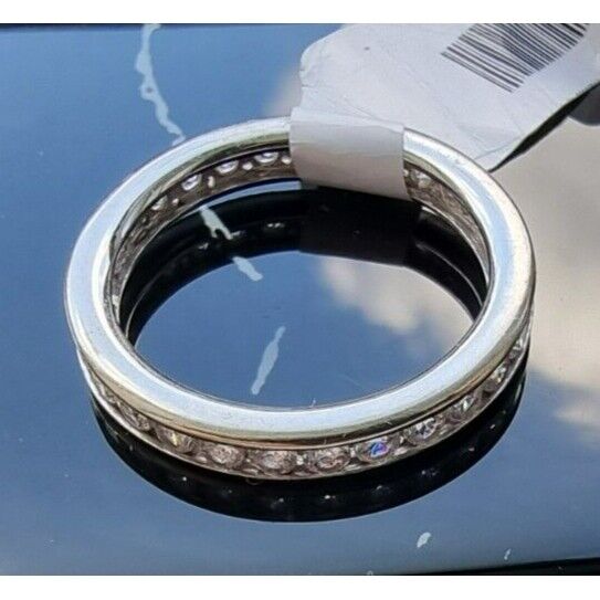 10K  WHITE GOLD  ETERNITY  ROUND CZ BAND RING SIZE 6 AT