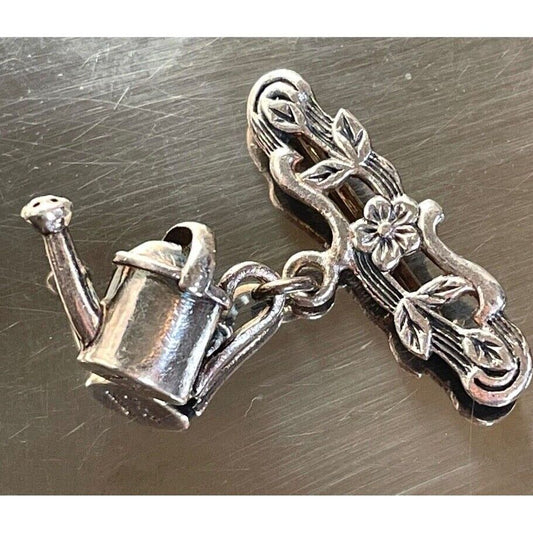 925 STERLING SILVER GARDENER'S WATERING CAN CHARM BROOCH SKY