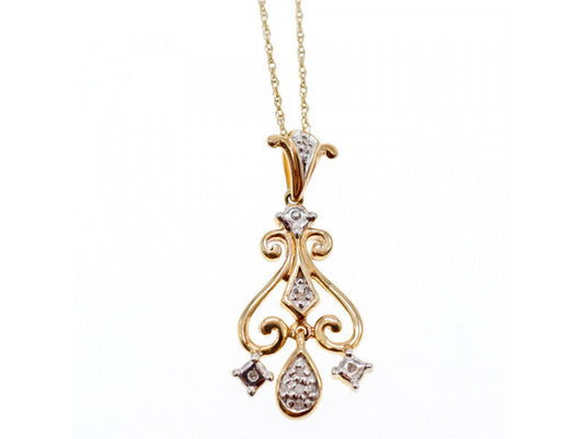 10K YELLOW GOLD DIAMONDS CHAIN WITH PENDANT