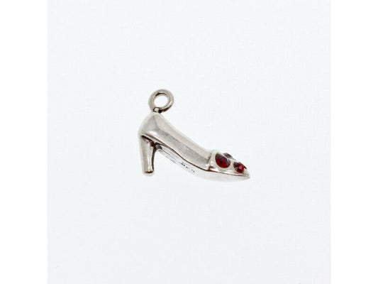 925 STERLING SILVER GARNET & HELIODOR "SHOE" PENDANT