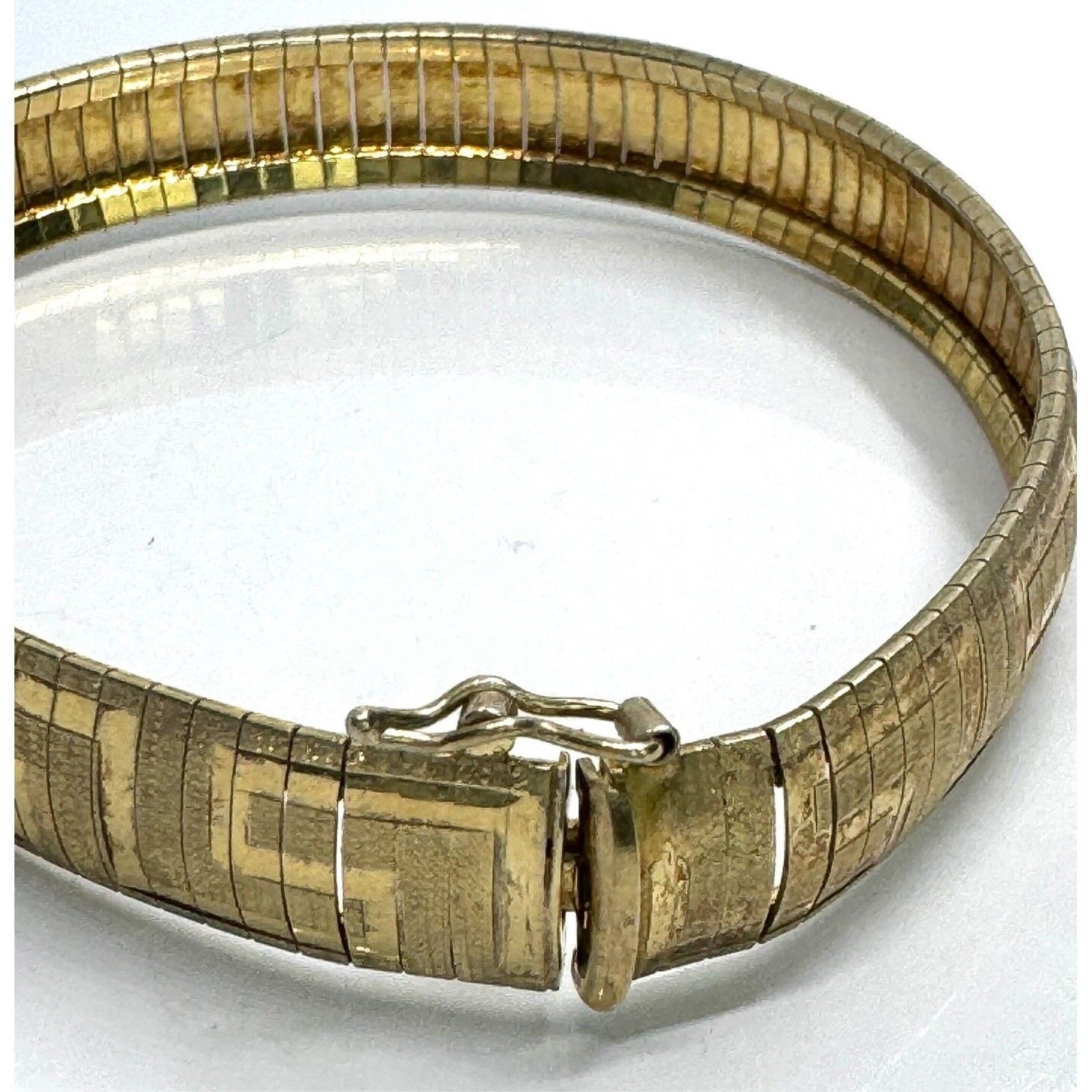 JCM ITALY 925 STERLING SILVER VERMEIL GREEK KEY PATTERN FLEX BRACELET SKY