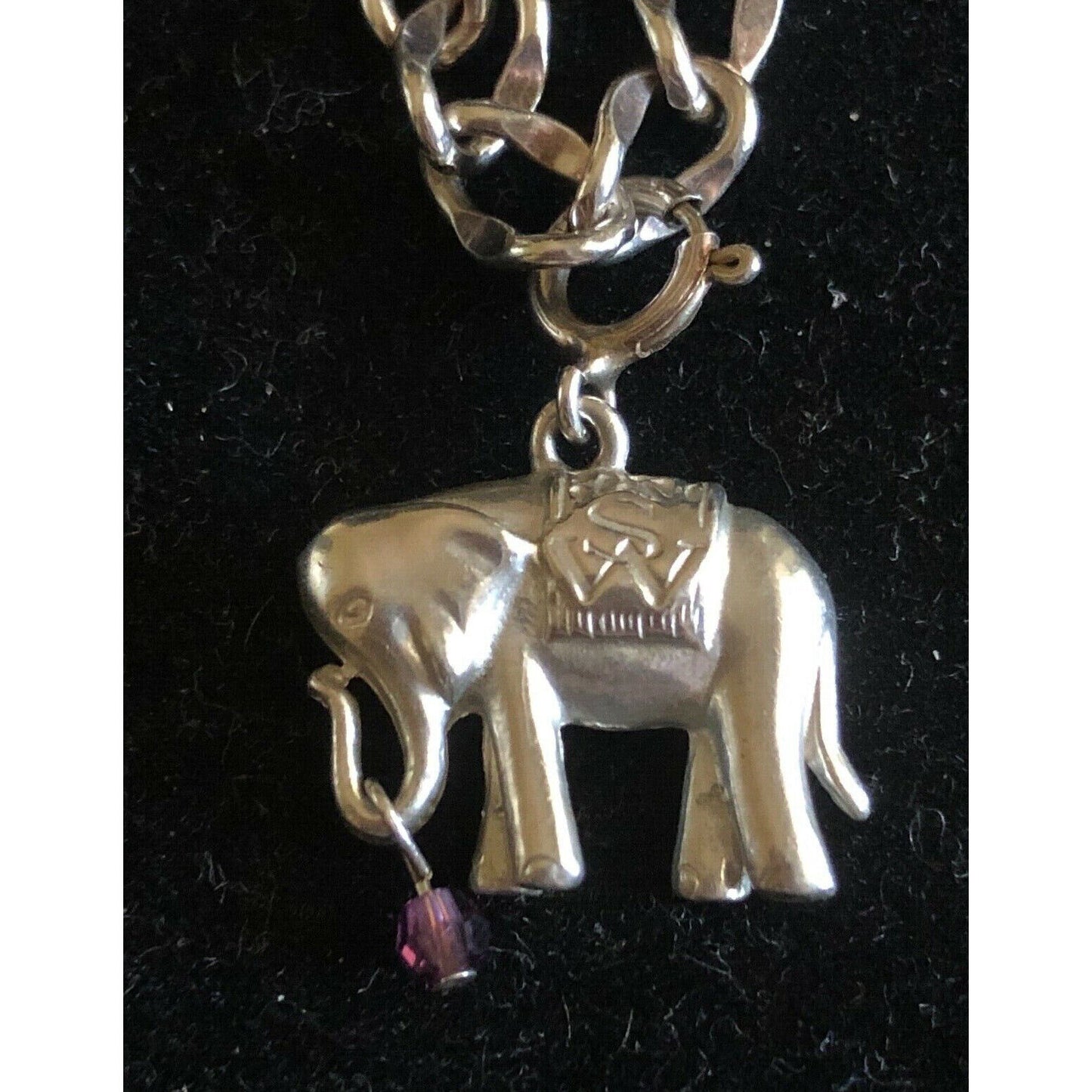 STERLING SILVER ELEPHANTS CHARM BRACELET. SKY