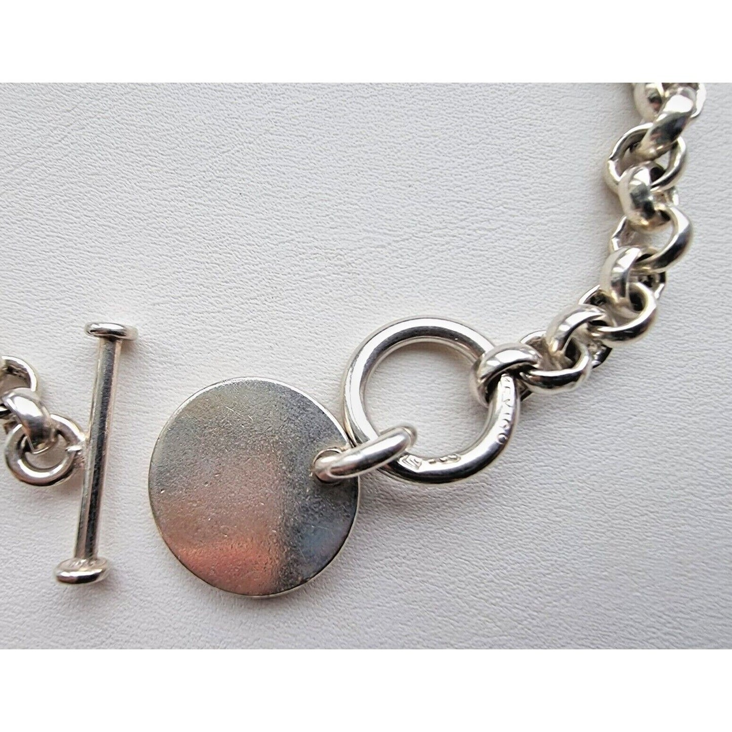 SILPADA  925 STERLING SILVER B0481 ROLO LINK CIRCLE TAG CHARM TOGGLE BRACELET AT