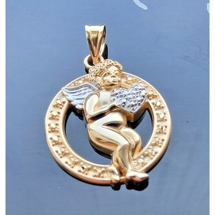 MICHAEL ANTHONY 14K YELLOW GOLD ANGEL CHARM "LET THERE BE PEACE ON AT