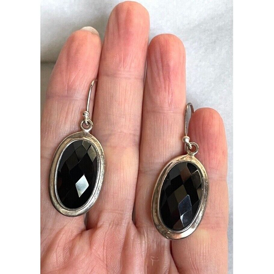 925 STERLING SILVER  AND ONYX EARRINGS SKY