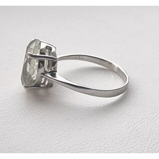 925 STERLING SILVER OVAL OLIVE 12X10 mm QUARTZ RING SIZE 7.75 AT