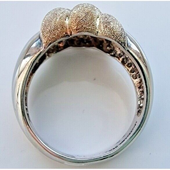 925 STERLING SILVER TWO TONE HAMMER FINISHED RING SIZE 7 AT