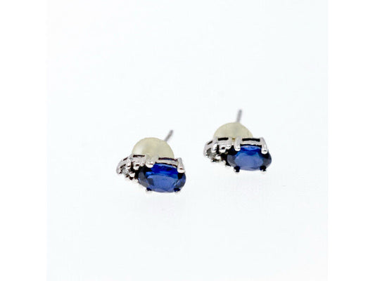 10K WHITE GOLD LONDON BLUE TOPAZ & DIAMONDS EARRINGS