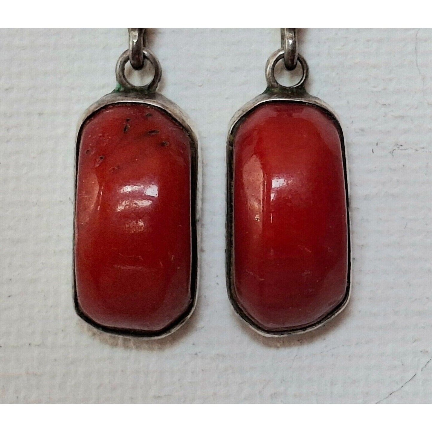 950 STERLING SILVER AND RED CORAL  EARRINGS SKY