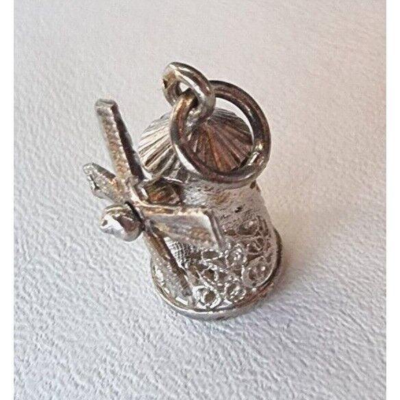 925 STERLING SILVER WINDMILL SWEDISH DUTCH MILL 3D EUROPE TRAVEL CHARM AT