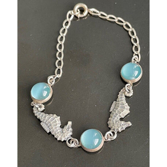 925 STERLING SILVER & CAT'S EYE GEMS BRACELET SKY