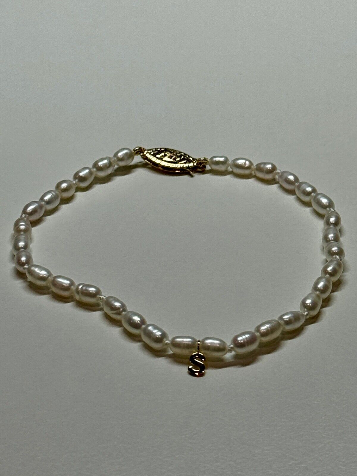 14K YELLOW GOLD BRACELET FRESHWATER PEARLS SIZE 7