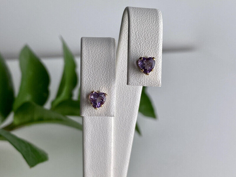 10K YELLOW GOLD TANZANITE HEARTS EARRINGS