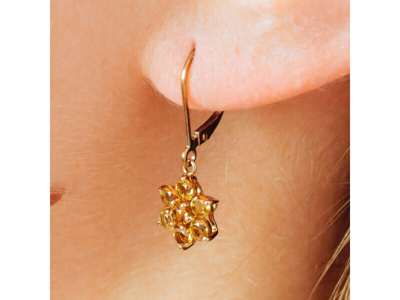 10K YELLOW GOLD HELIODOR FLOWERS EARRINGS