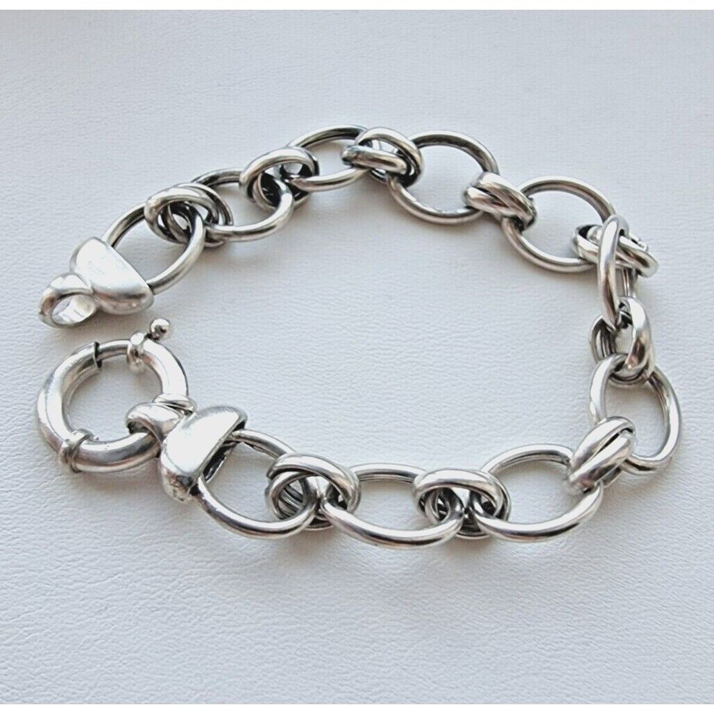 HAN 925 STERLING SILVER ITALY LINK CHAIN BRACELET  7.5 INCH AT