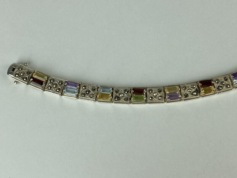 925 STERLING SILVER MULTI GEMSTONES BRACELET