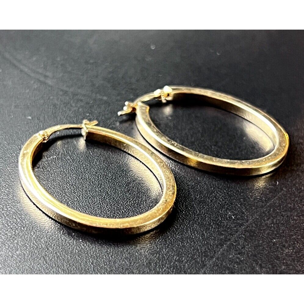 JCM 925 STERLING SILVER VERMEIL OVAL HOOP EARRINGS SKY