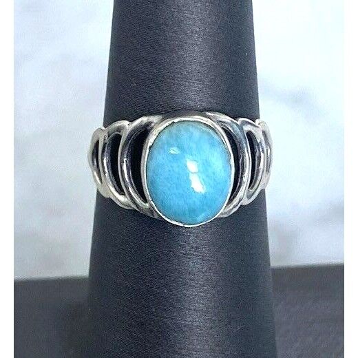 925 STERLING SILVER AND LARIMAR RING SIZE 5.75 SKY