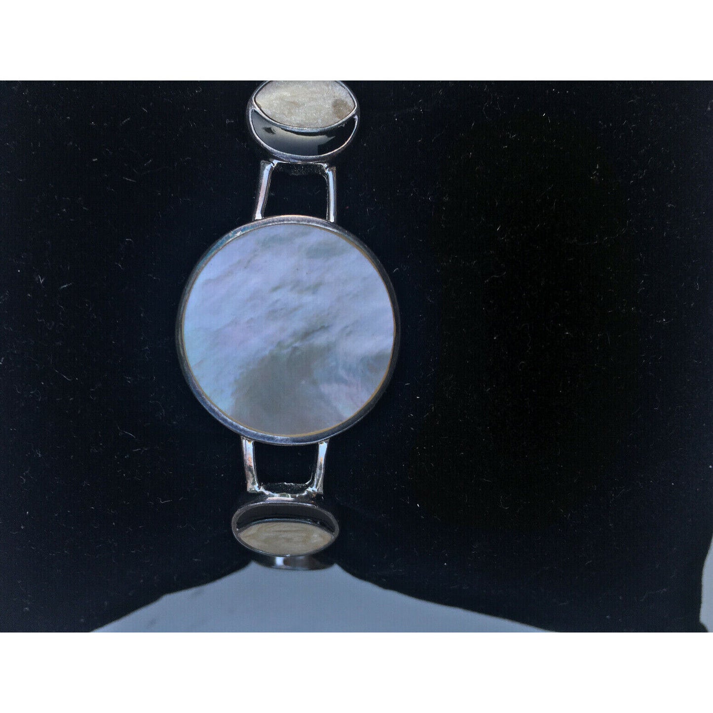 STERLING SILVER MOTHER-OF-PEARE & AGATE BRACELET SKY