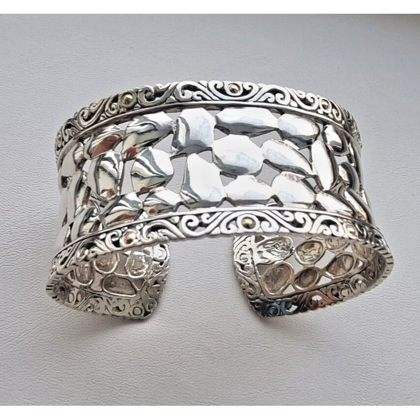 Effy by Balissima Sterling Silver Nugget 18K Gold Accents Cuff Bracelet AT