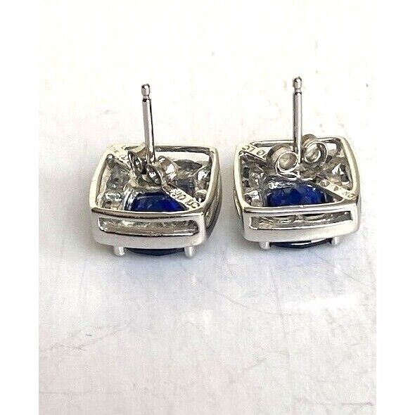 WHITE GOLD LAB-CREATED SAPPHIRE AND NATURAL DIAMONDS STUD EARRINGS SKY