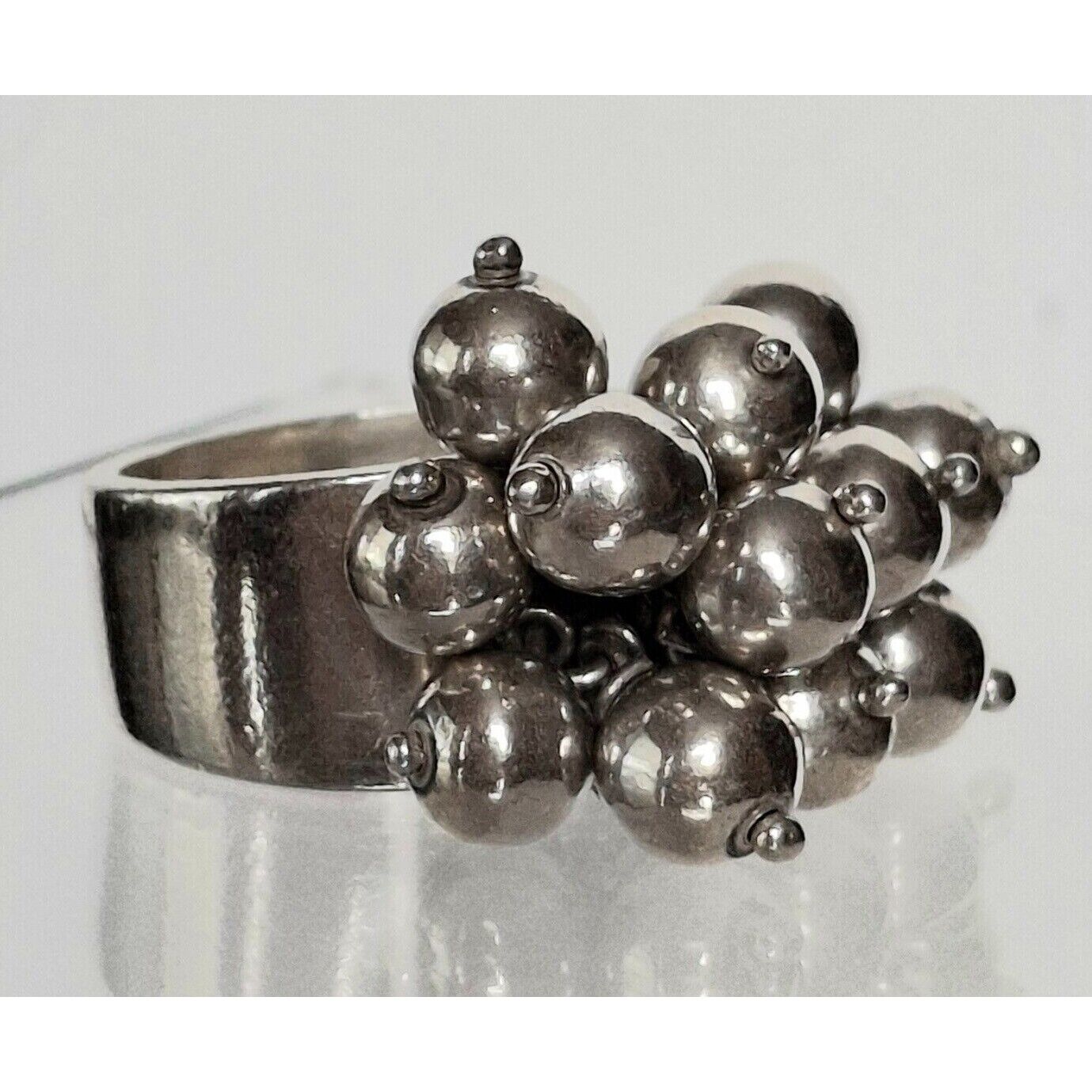 925 STERLING SILVER BALL CHARMS  RING SIZE 6.75 SKY