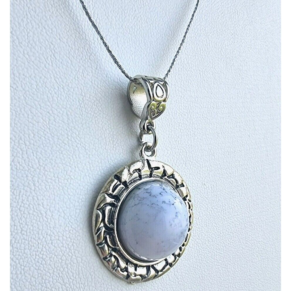 925 STERLING SILVER HOWLITE CABOCHON  PENDANT AT