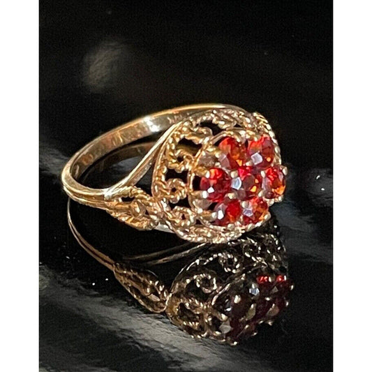 ''HARMONY'' YELLOW GOLD BOHEMIAN GARNET RING SIZE 6 SKY