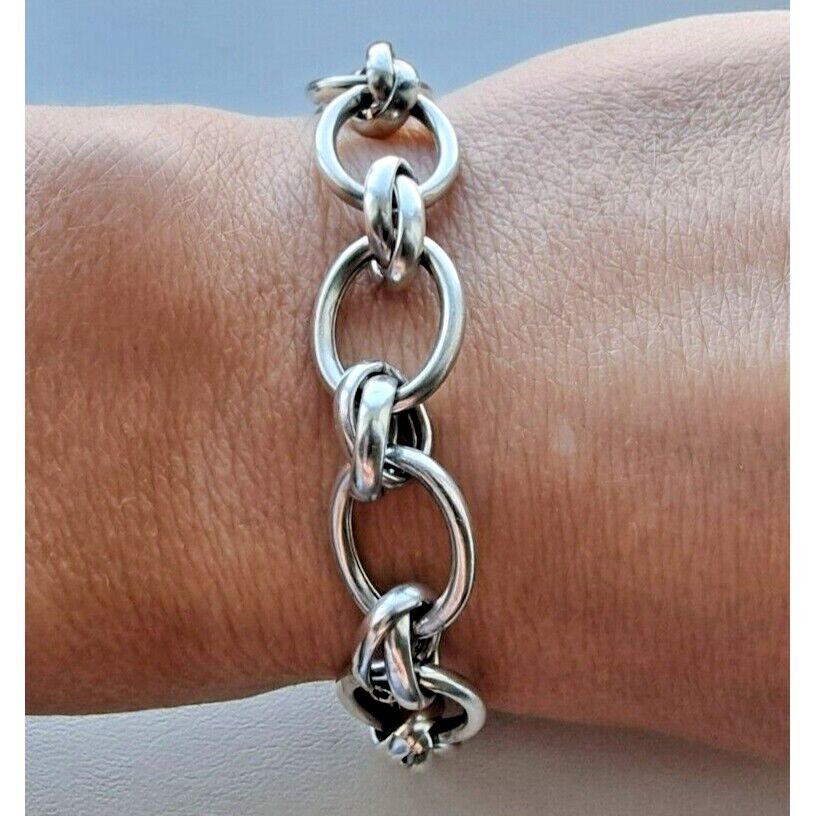 HAN 925 STERLING SILVER ITALY LINK CHAIN BRACELET  7.5 INCH AT