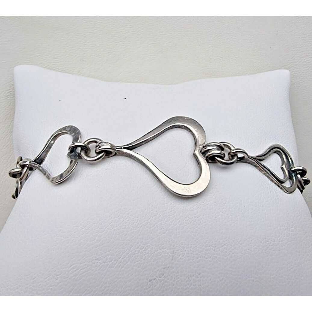 SILPADA 925 STERLING SILVER SPREAD THE LOVE HAMMERED HEART LINK BRACELET AT