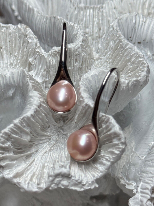 925 STERLING SILVER PEARL EARRINGS LENGTH 1.2 INCH