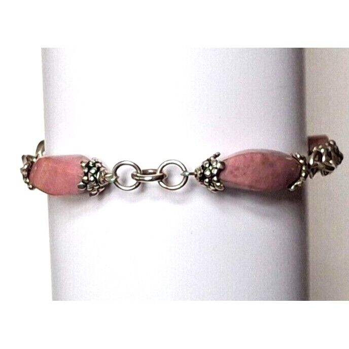 ESPO SIGNATURE  925 STERLING SILVER AND PINK JASPER  BRACELET SKY