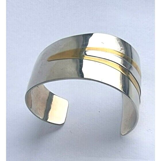 925 STERLING SILVER VERMEIL CUFF BRACELET 54.3 grams AT