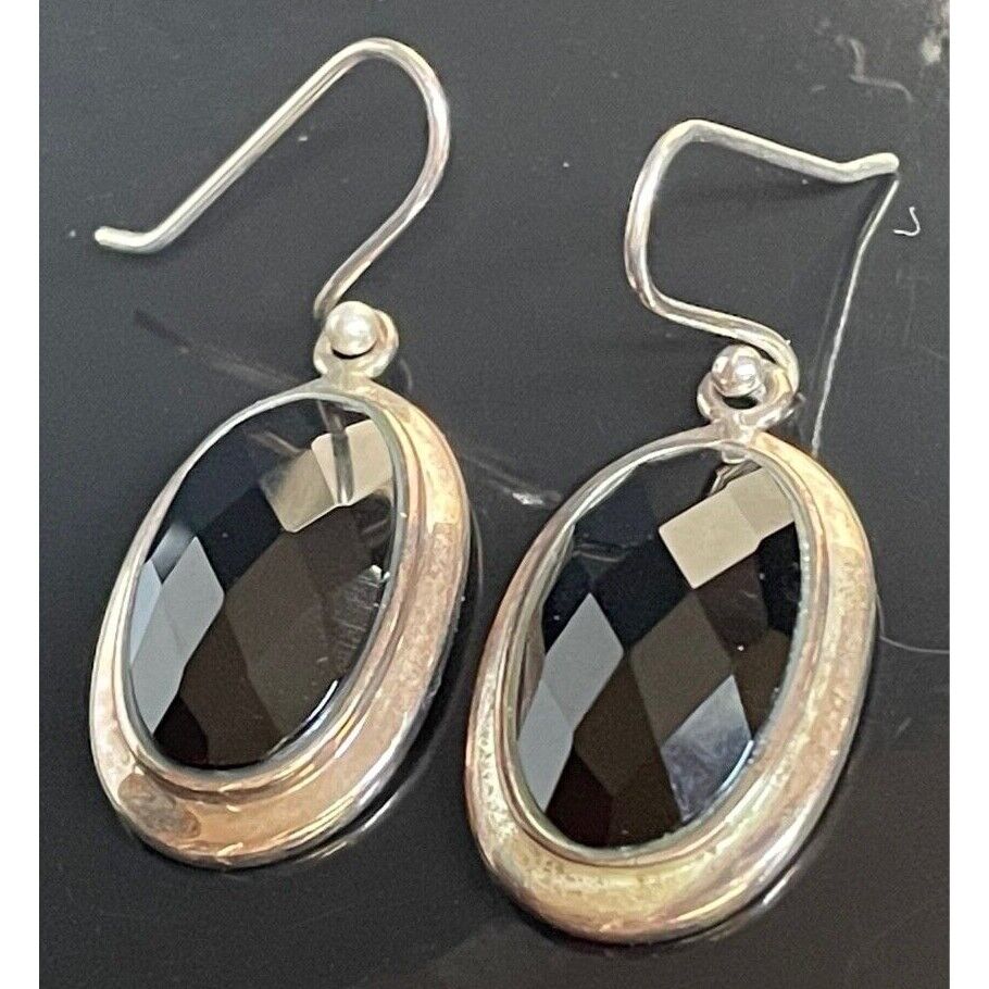 925 STERLING SILVER  AND ONYX EARRINGS SKY