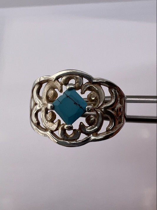 925 STERLING SILVER TURQUOISE RING SIZE 8.5