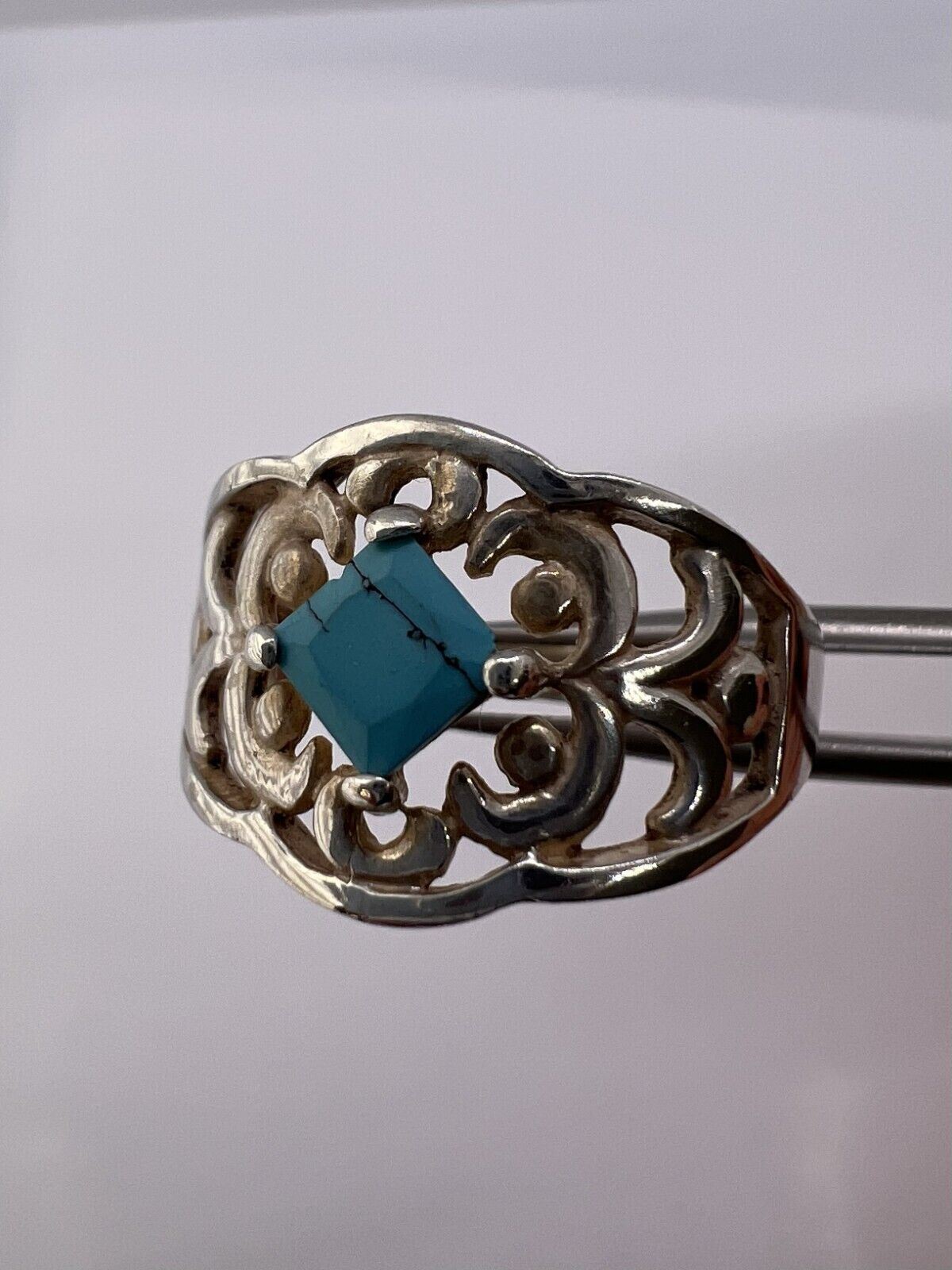 925 STERLING SILVER TURQUOISE RING SIZE 8.5