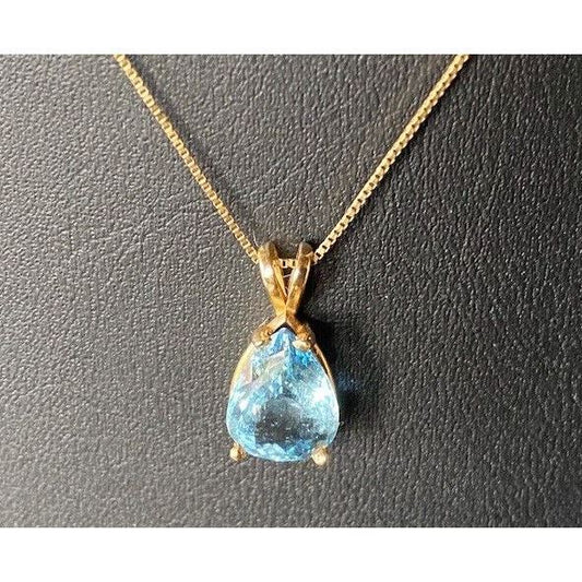 14k YELLOW GOLD & TOPAZ PENDANT NECKLACE SKY