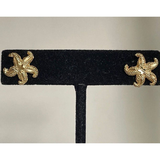 14K YELLOW GOLD STARFISH STUD EARRINGS SKY