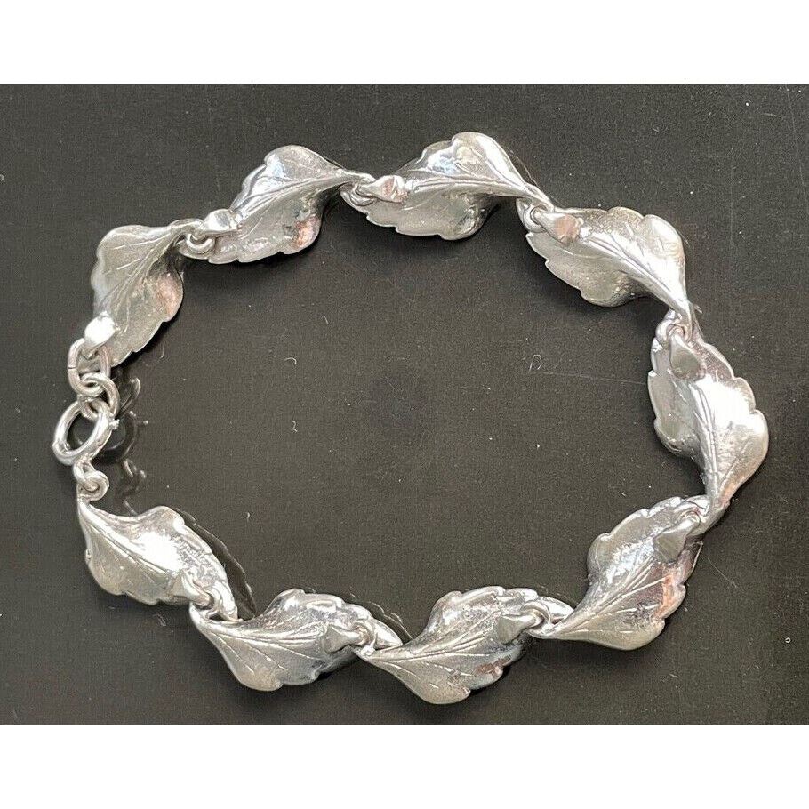 925 STERLING SILVER LEAVES LINK BRACELET SKY