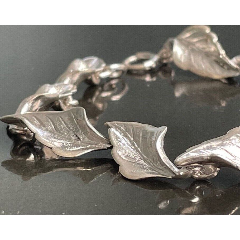 925 STERLING SILVER LEAVES LINK BRACELET SKY