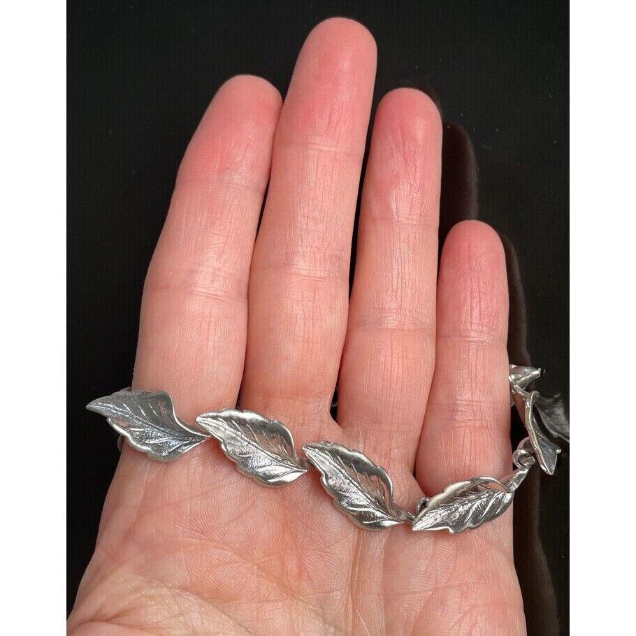 925 STERLING SILVER LEAVES LINK BRACELET SKY