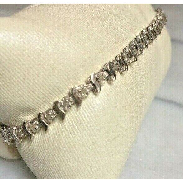 WHITE GOLD 0.5 CT COLORLESS TOPAZ TENNIS BRACELET SKY