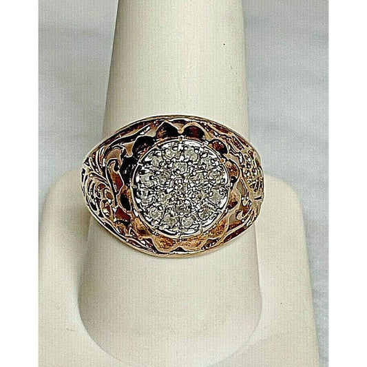 YELLOW GOLD  LACY DESIGN PAVÉ SET DIAMONDS RING SIZE 10 SKY