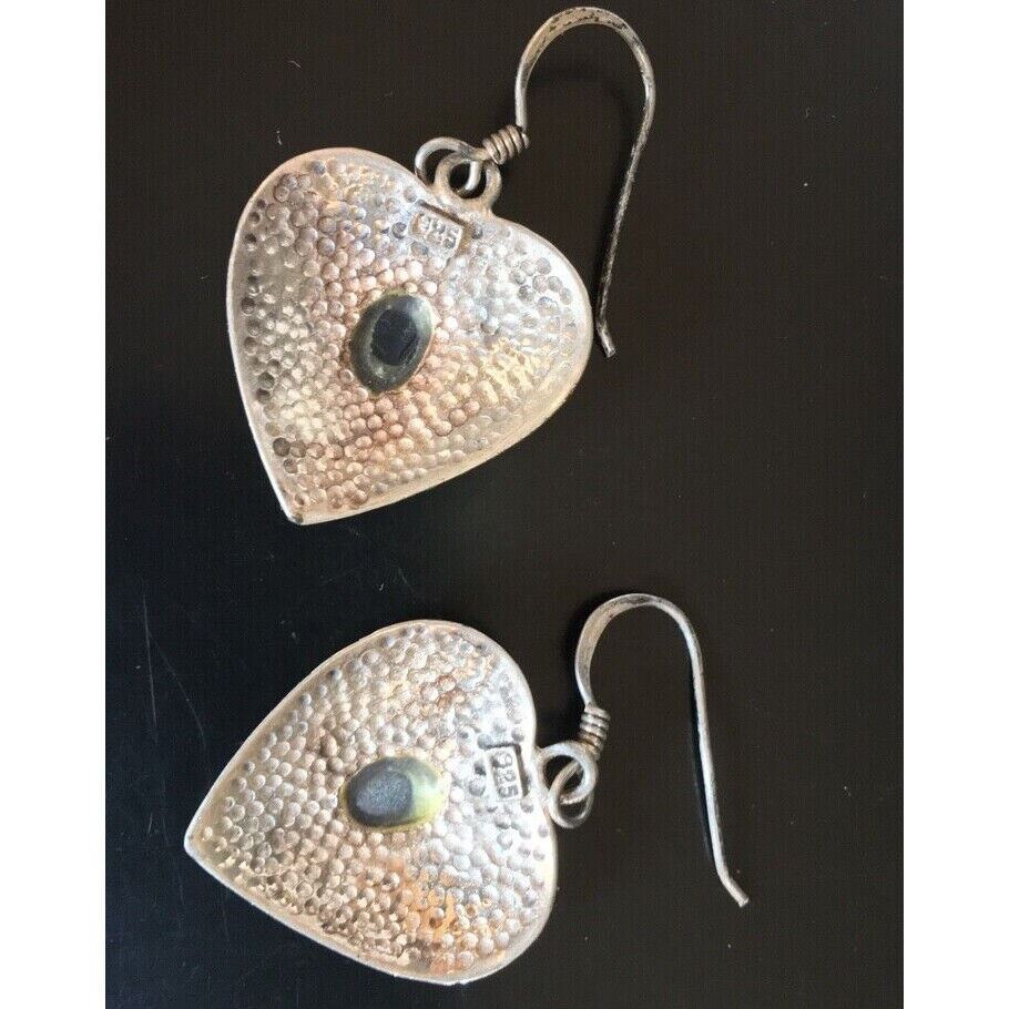 SOUTHWESTERN 925 STERLING SILVER & ONYX HEART EARRINGS SKY