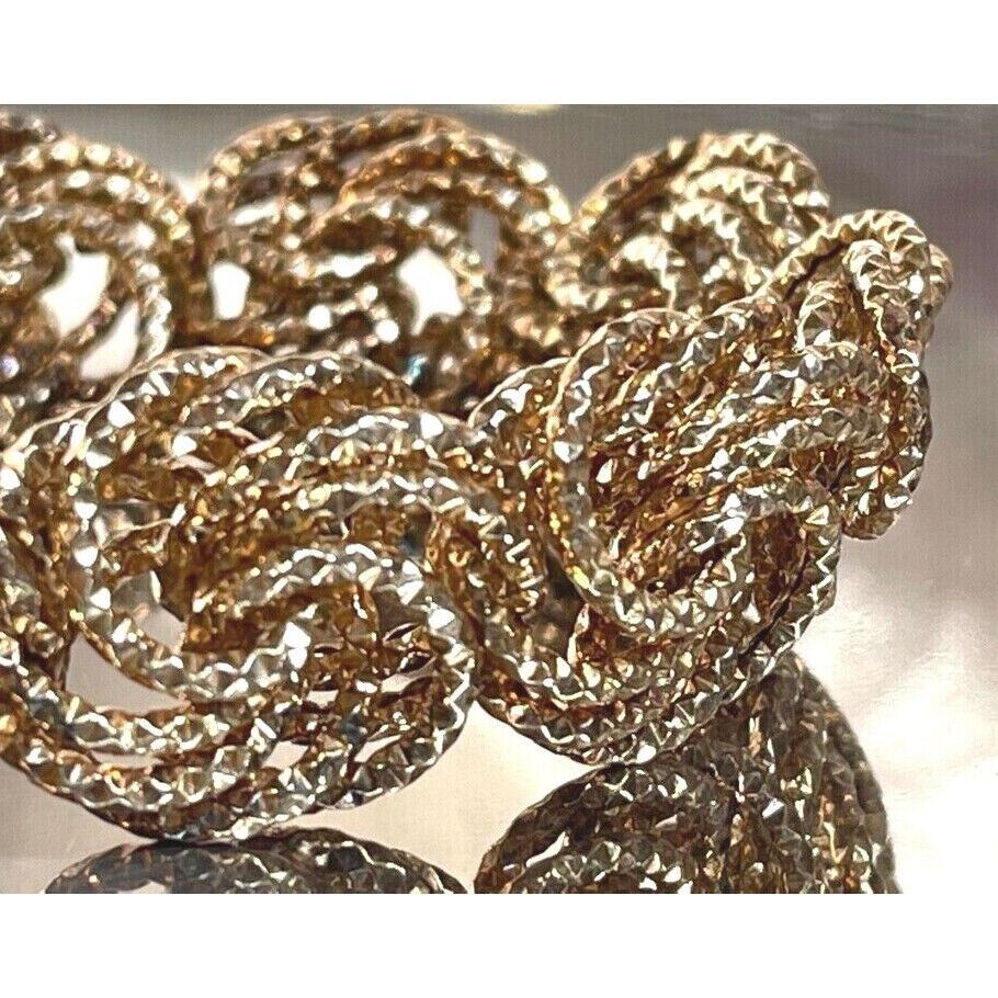 BEAUTIFUL 925 STERLING SILVER VERMEIL FANCY WEAVE BRACELET SKY