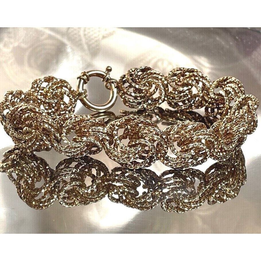 BEAUTIFUL 925 STERLING SILVER VERMEIL FANCY WEAVE BRACELET SKY