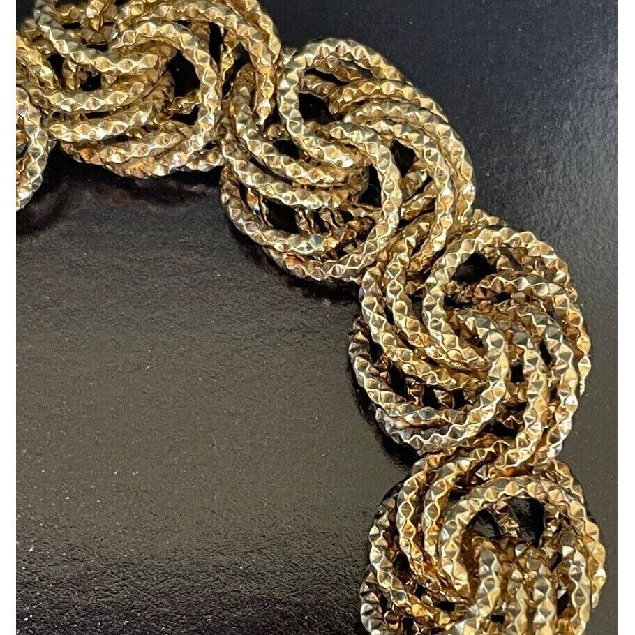 BEAUTIFUL 925 STERLING SILVER VERMEIL FANCY WEAVE BRACELET SKY