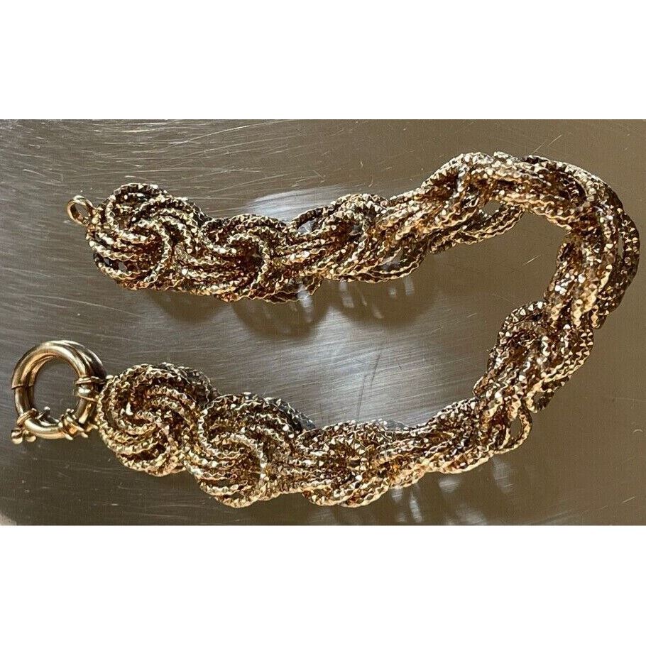 BEAUTIFUL 925 STERLING SILVER VERMEIL FANCY WEAVE BRACELET SKY